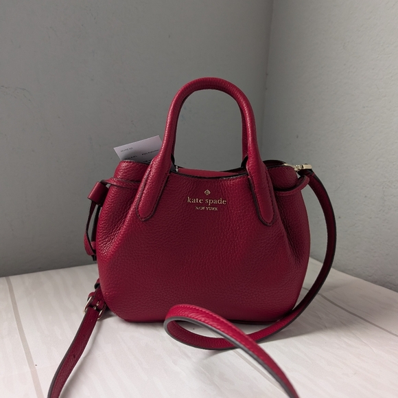 NWT Kate Spade KI859 Dumpling Mini Pebbles Leather Satchel Crossbody Red Jam - Picture 1 of 4